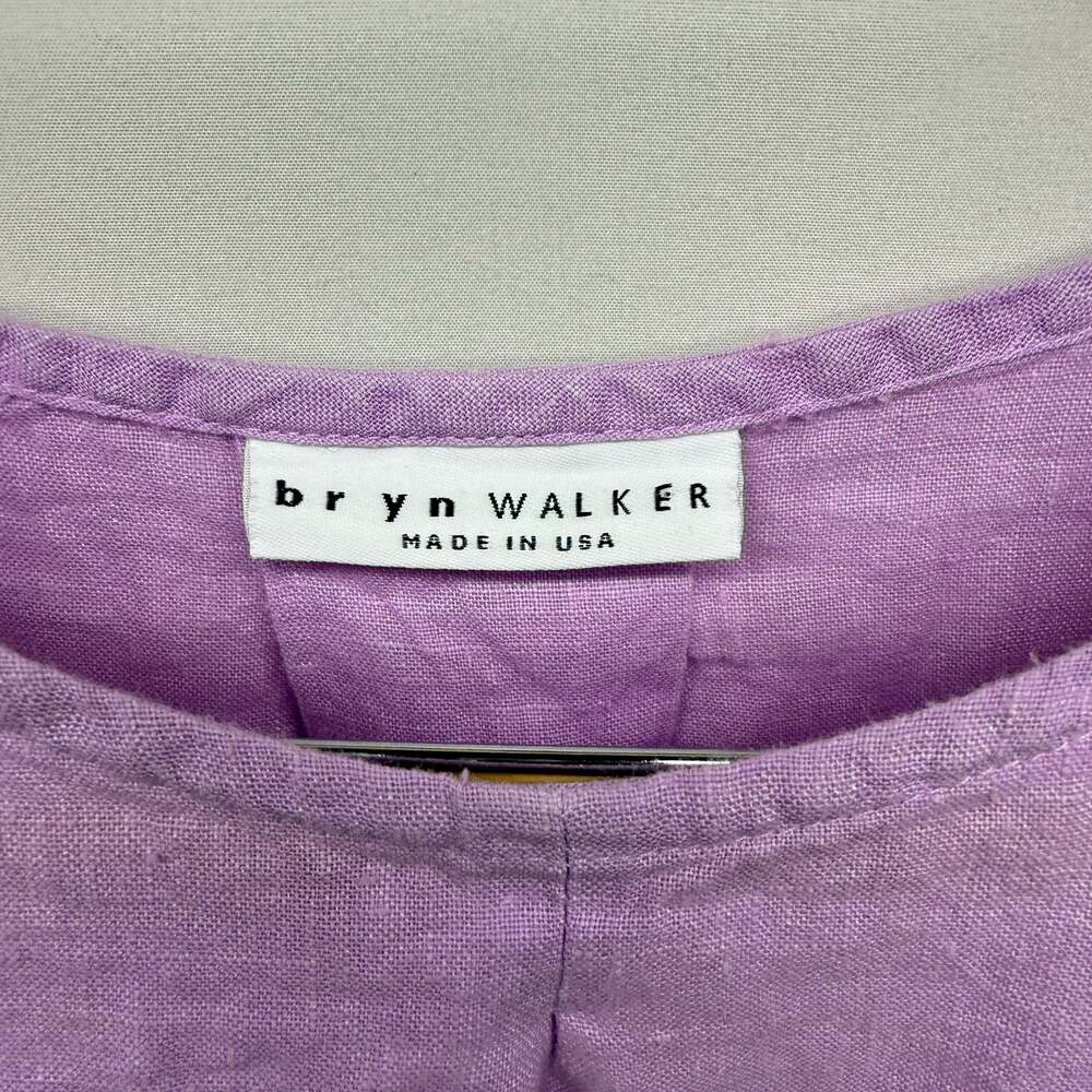BRYN WALKER 100% Linen High Low Tunic 3/4 Pleated Sleeves Size Small - Picture 3 of 4